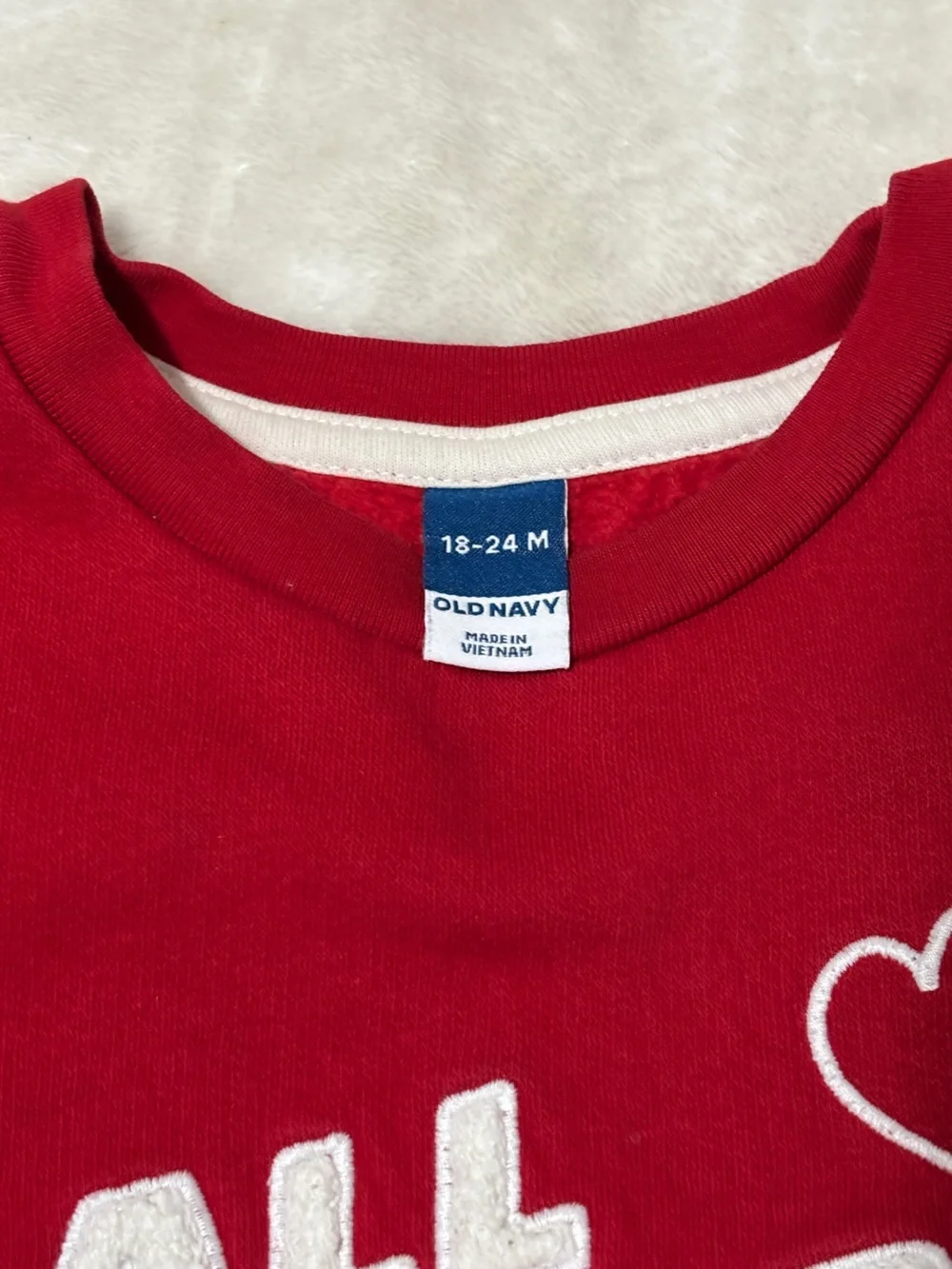 Old Navy Red 'All Heart' Kids Crewneck Sweatshirt